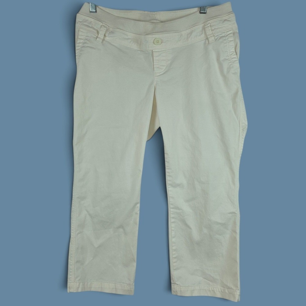 Old Navy Maternity Capri Pants Women S White Stretch Full Panel